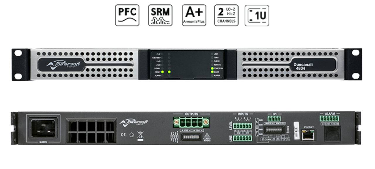 POWERSOFT DUECANALI 4804 Amplificateur de Puissance 2 x 2'400 Watts avec DSP + AES67 — Powersoft