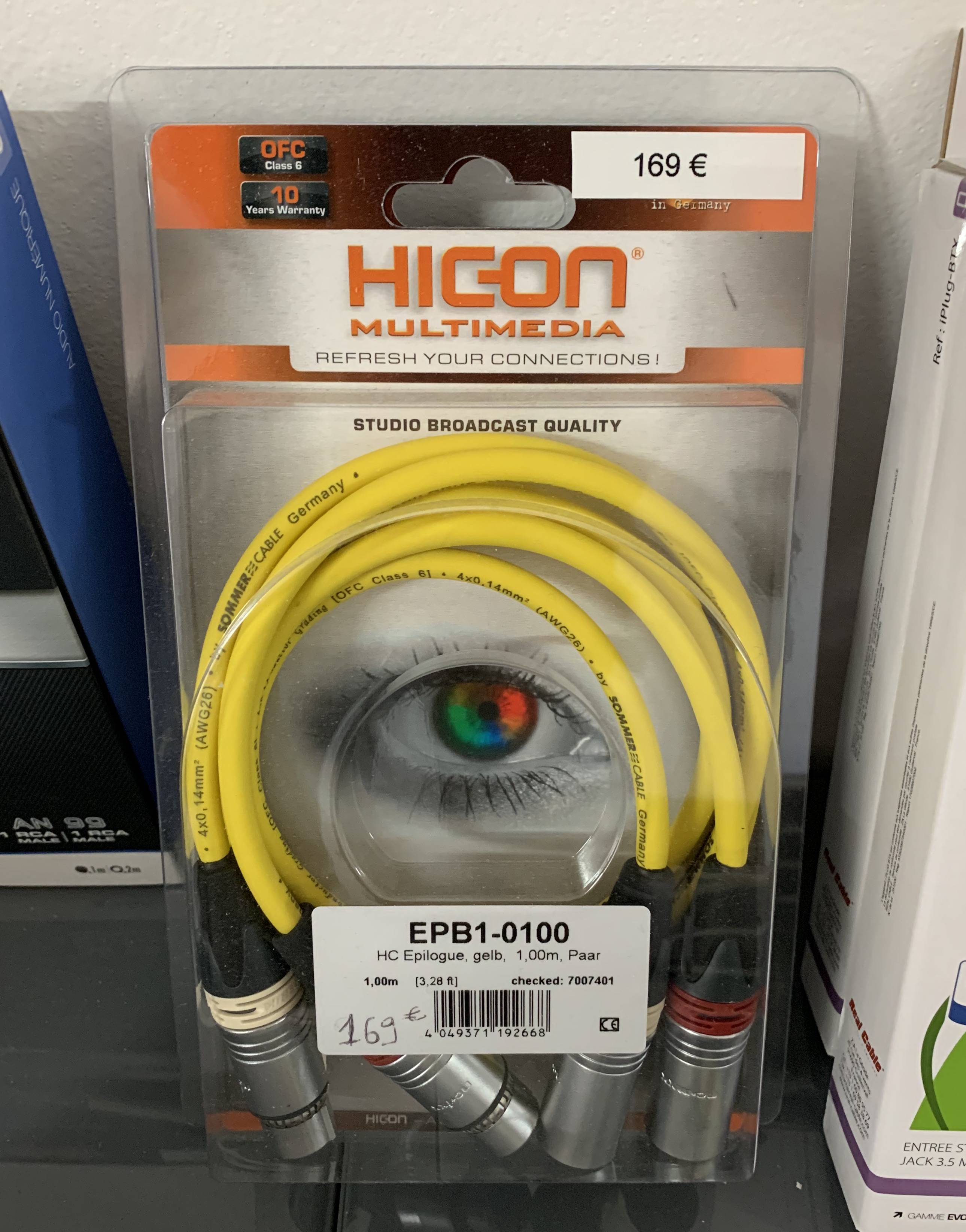 SOMMERCABLE HICON EPILOGUE Câble Symétrique XLR (La paire) — Sommer Cable GmbH