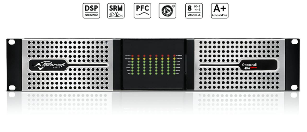POWERSOFT OTTOCANALI 4K4 Amplificateur de Puissance 8 x 500 watts sous 4Ω (avec Option DSP + Dante)
