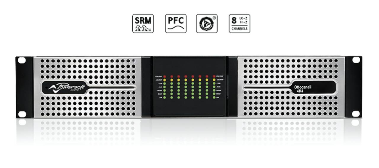 POWERSOFT OTTOCANALI 4K4 Amplificateur de Puissance 8 x 500 watts sous 4Ω (avec Option DSP + Dante) — Powersoft