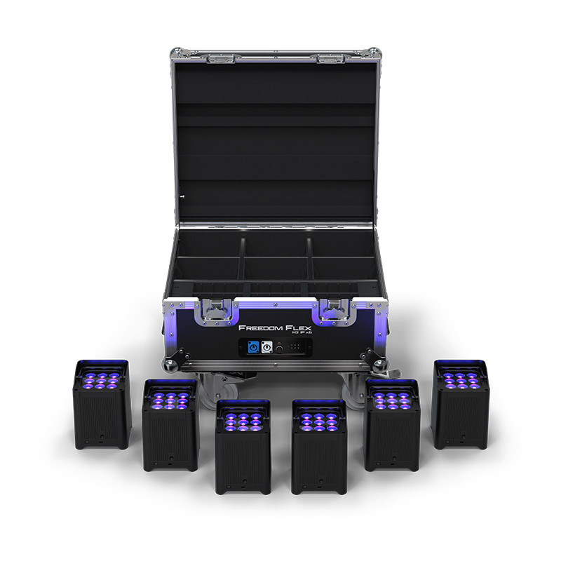 CHAUVET FREEDOM FLEX H9 IP X6 Pack de 6 Projecteurs sur Batterie RGBWA+UV de 4 x 10 Watts IP54 (En Flightcase)