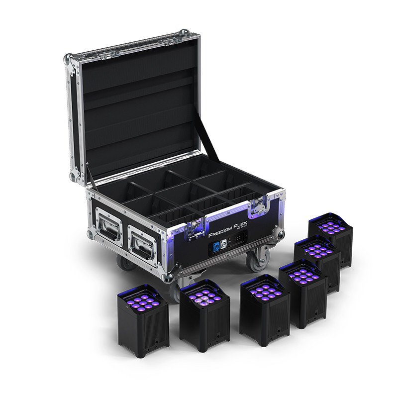 CHAUVET FREEDOM FLEX H9 IP X6 Pack de 6 Projecteurs sur Batterie RGBWA+UV de 4 x 10 Watts IP54 (En Flightcase) — CHAUVET DJ