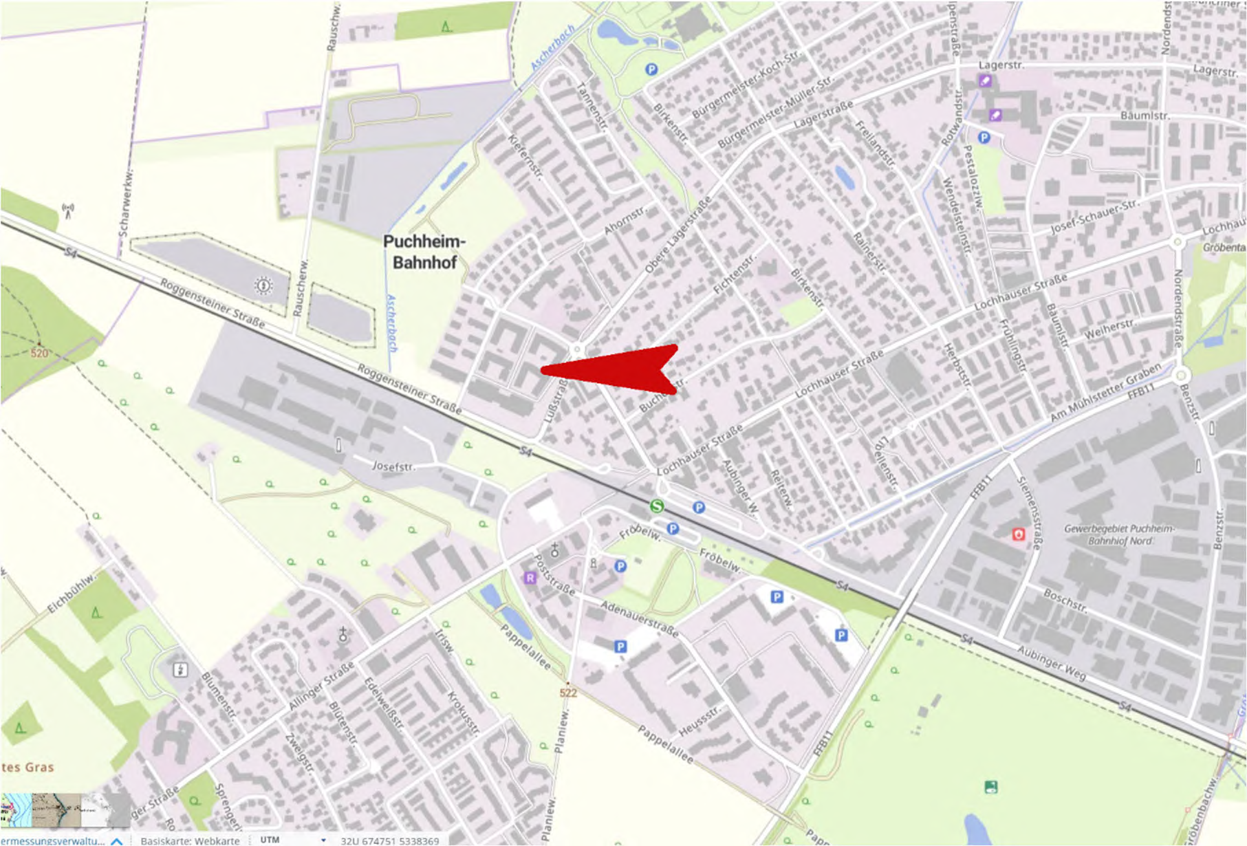 Lagekarte — Kfz-Stellplatz in Puchheim-Bahnhof Bezugnahme, 82178
