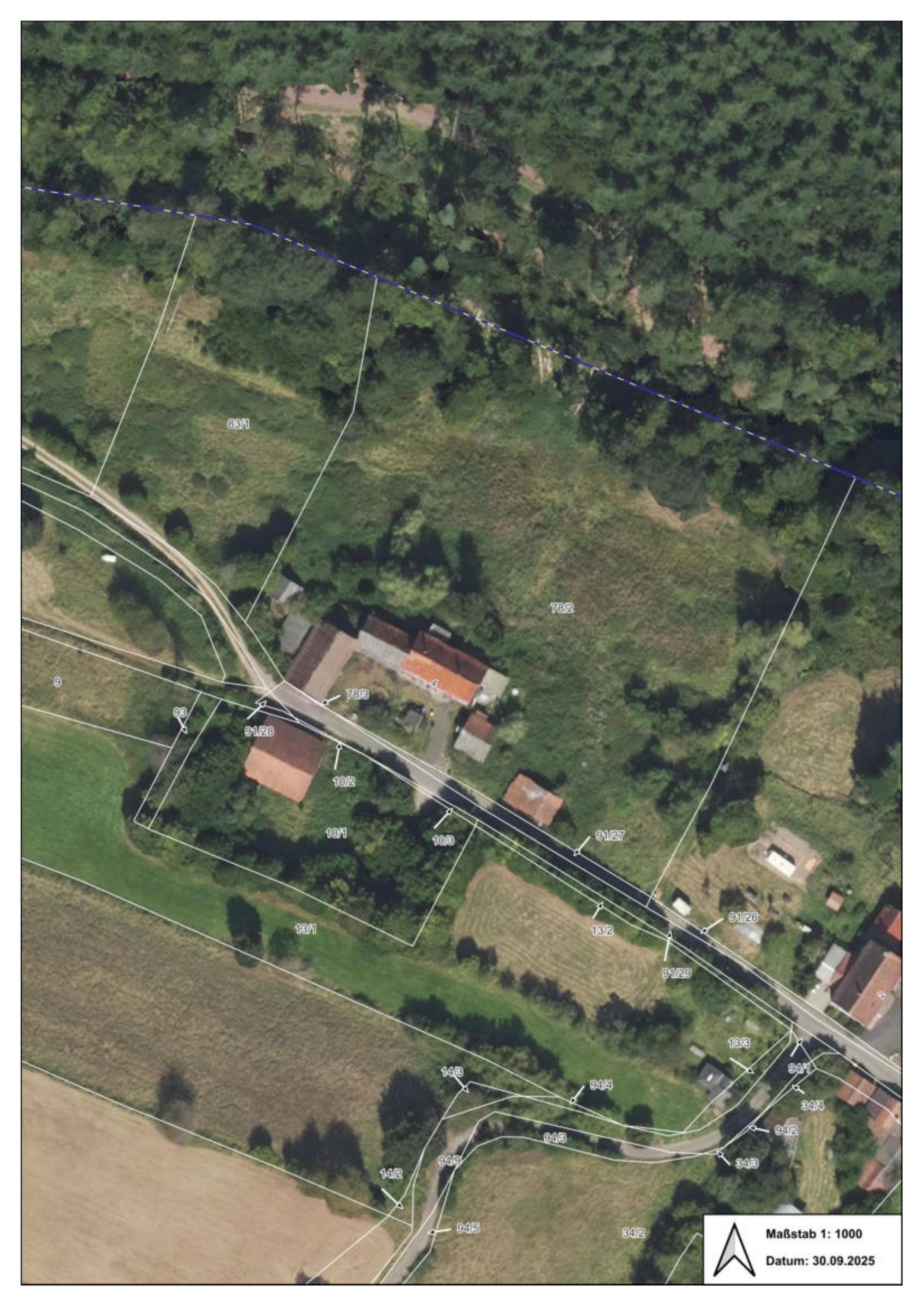 Luftbild — Land- und forstwirtschaftlich genutztes Grundstück in Ludwigsau, 36251