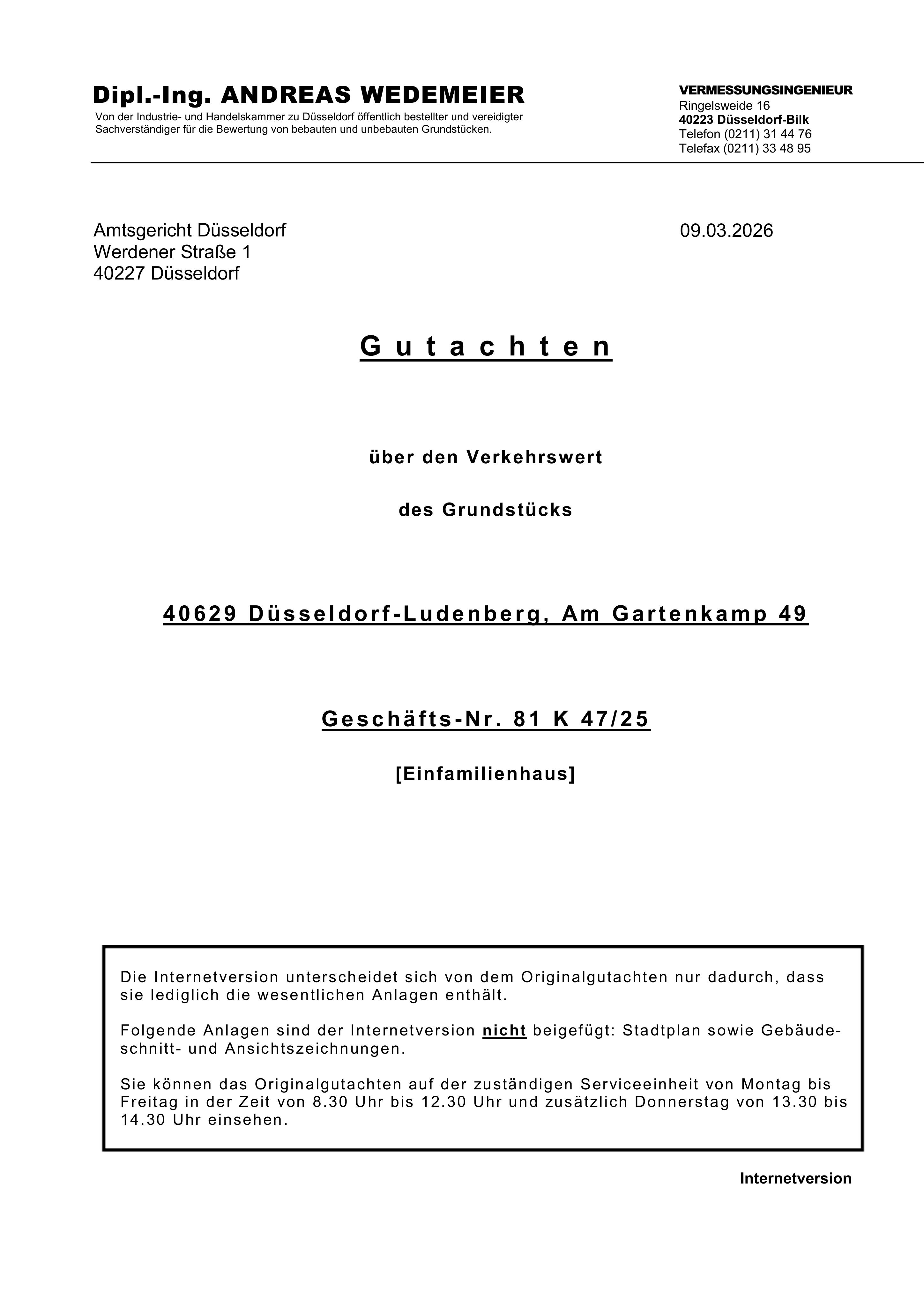 Textseite — Einfamilienhaus in Düsseldorf
