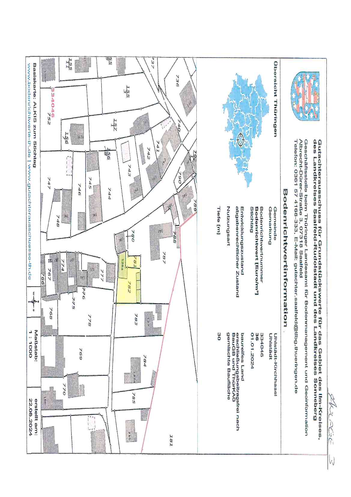 Lageplan — Einfamilienhaus OT Uhlstädt, Uhlsbachstraße 126a, Uhlstädt-Kirchhasel
