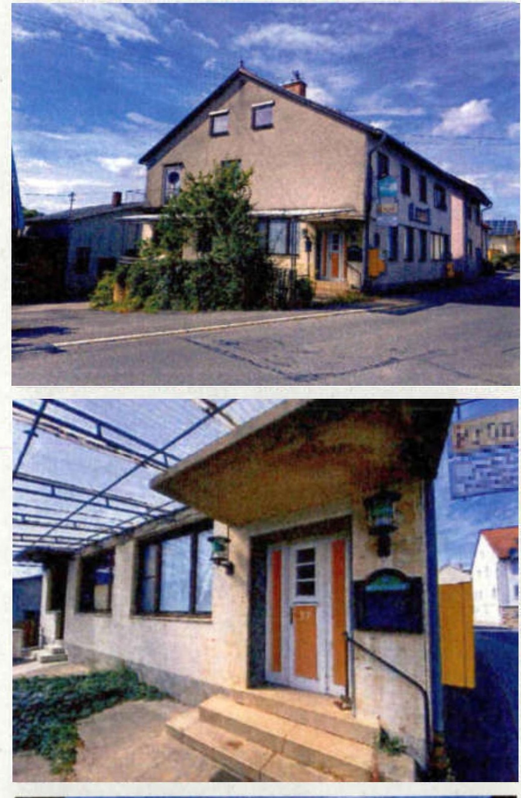 Einfamilienhaus in Ahorn-Berolzheim, Hauptstraße 37, mit Fassade und Eingangsbereich unter Glasüberdachung