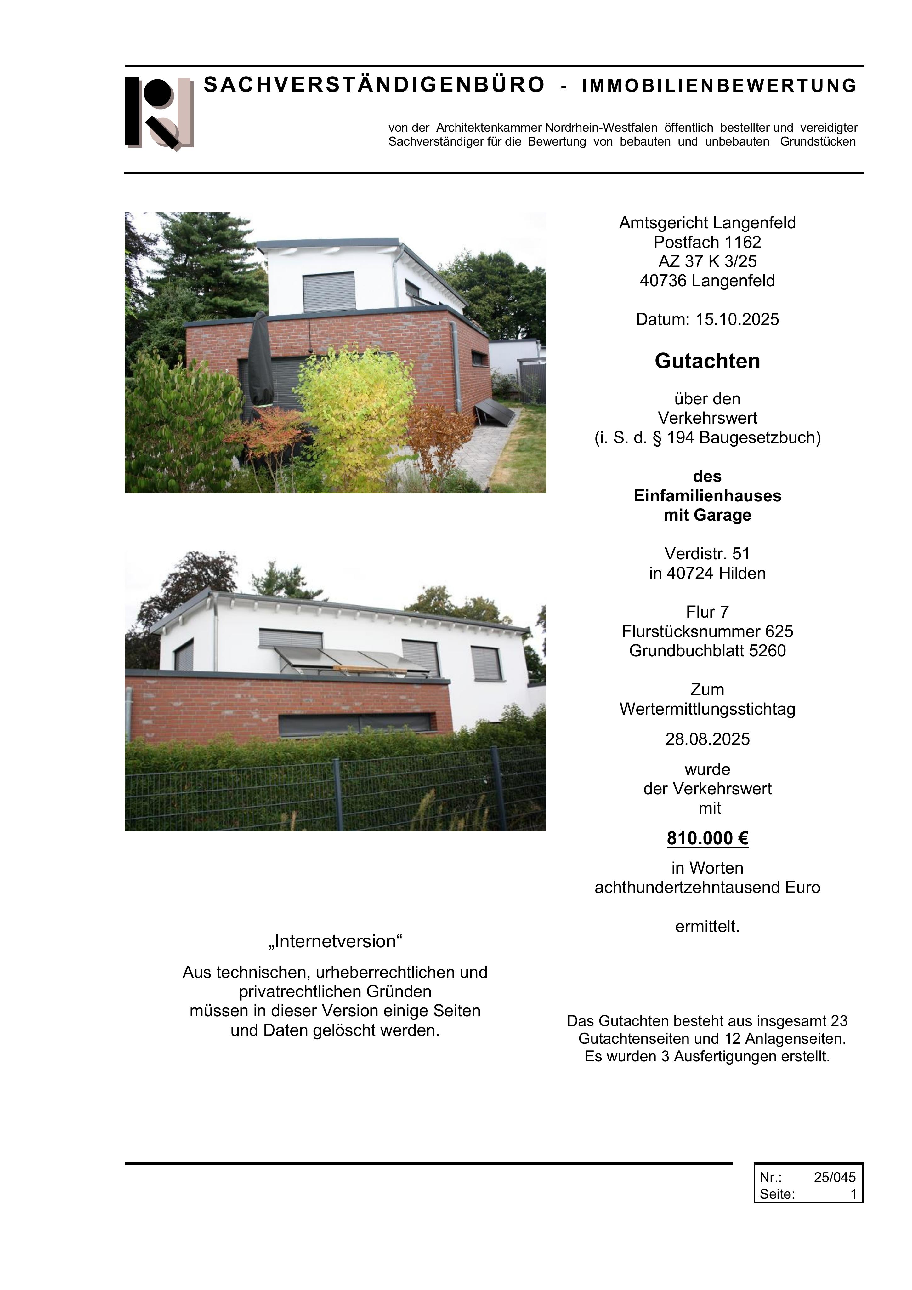 Textseite — Einfamilienhaus in Hilden