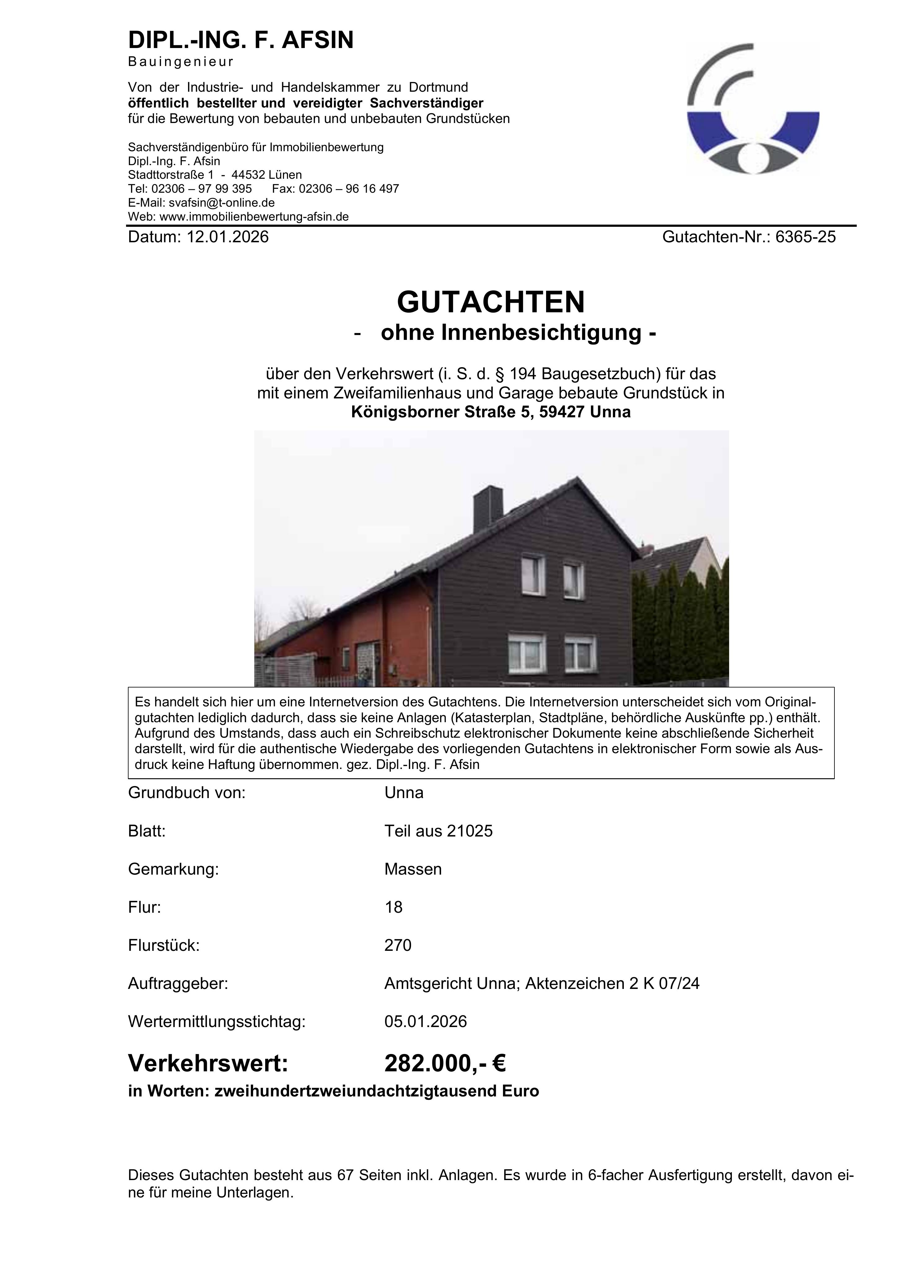 Textseite — Garage in Unna