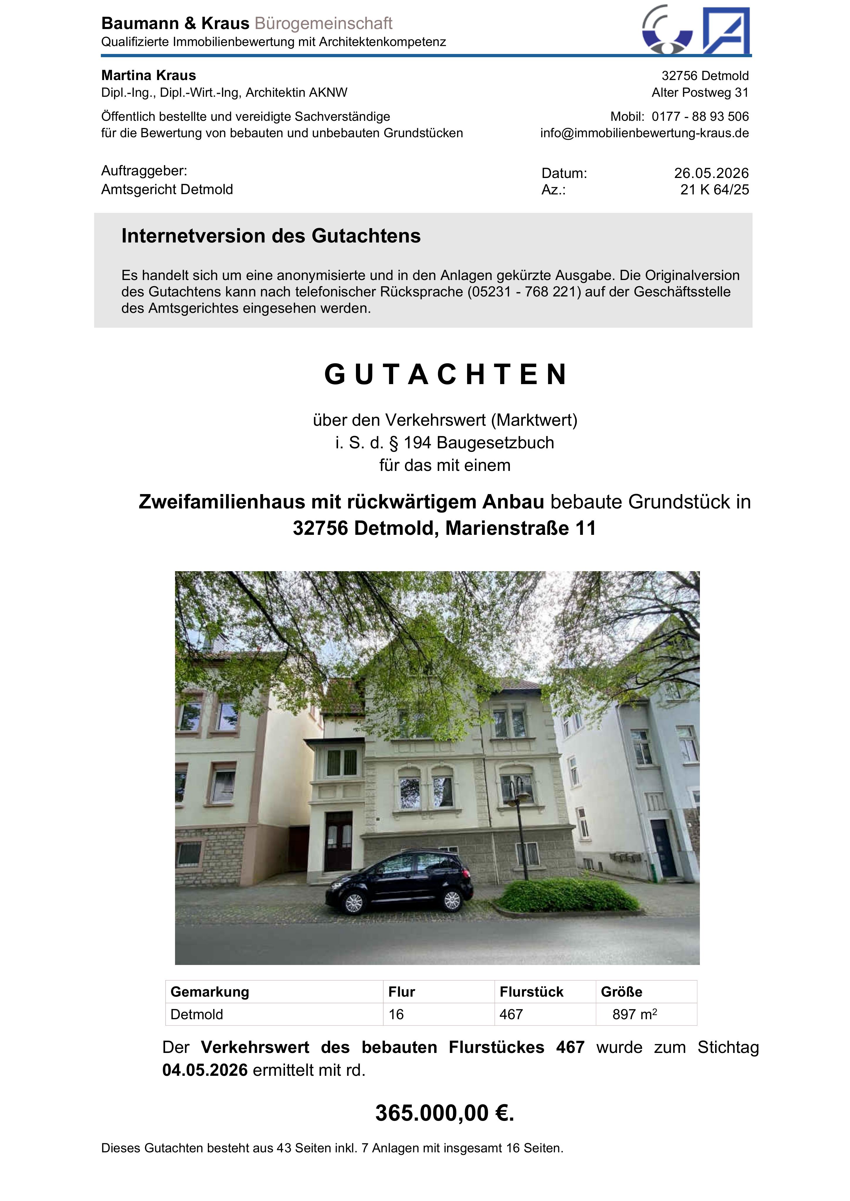 Textseite — Zweifamilienhaus in Detmold