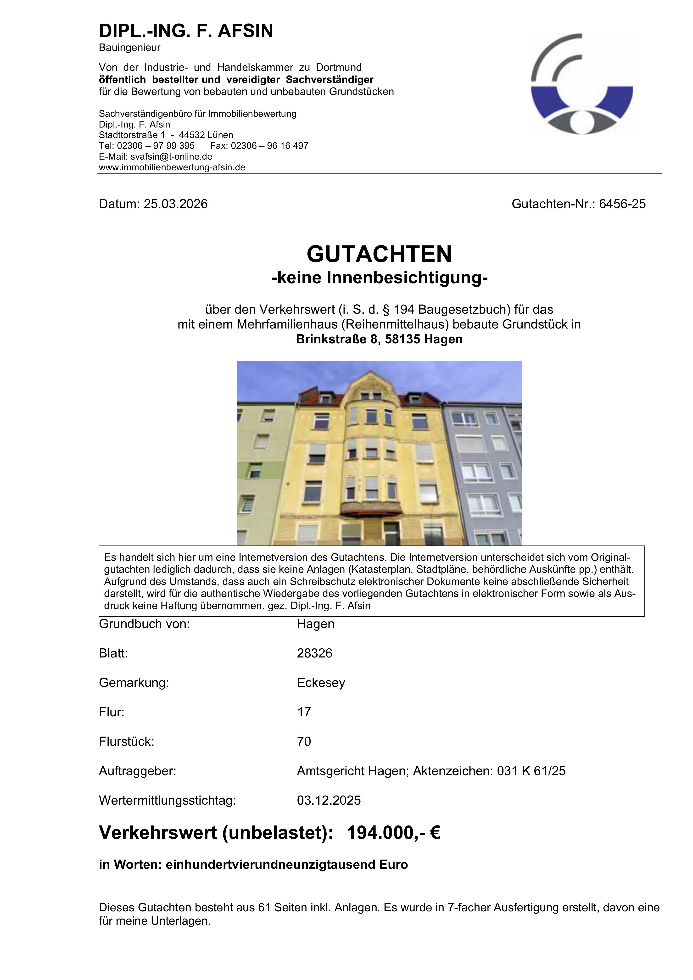 Textseite — Mehrfamilienhaus in Hagen