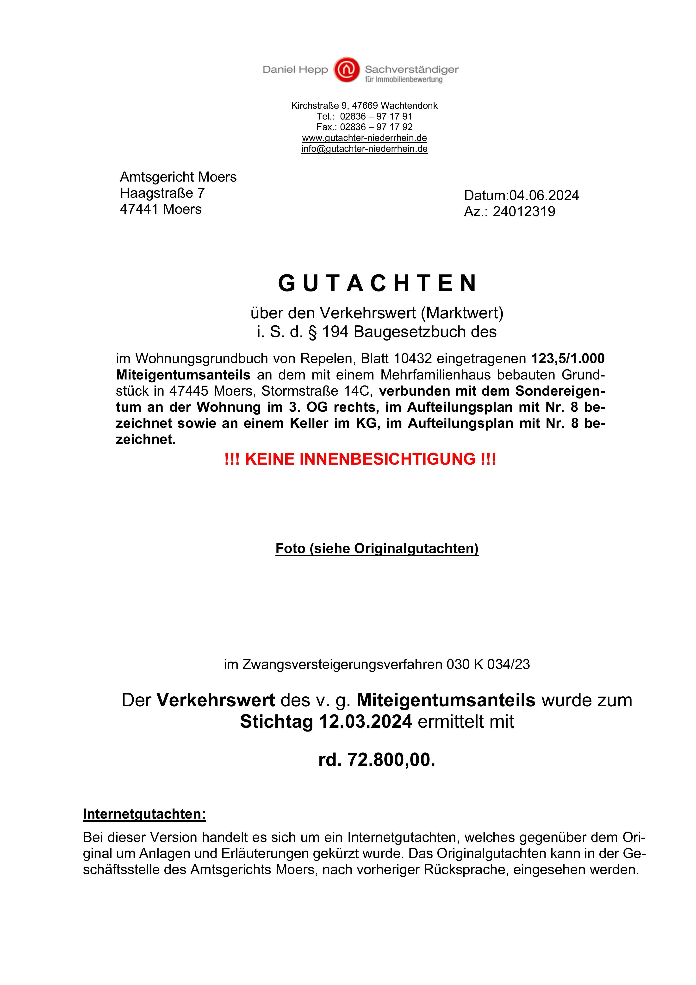 Textseite — Eigentumswohnung in Moers