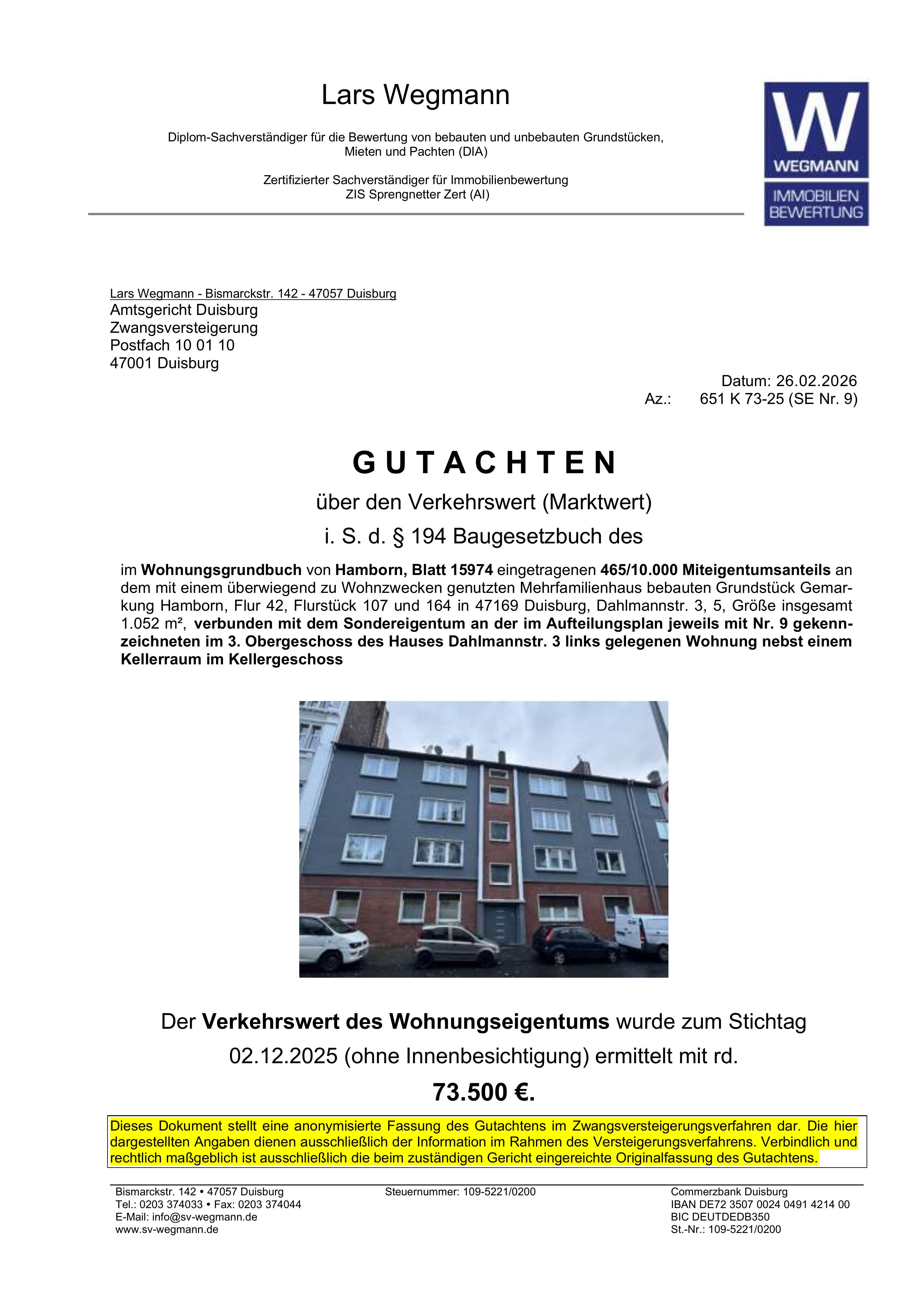 Textseite — Eigentumswohnung in Duisburg