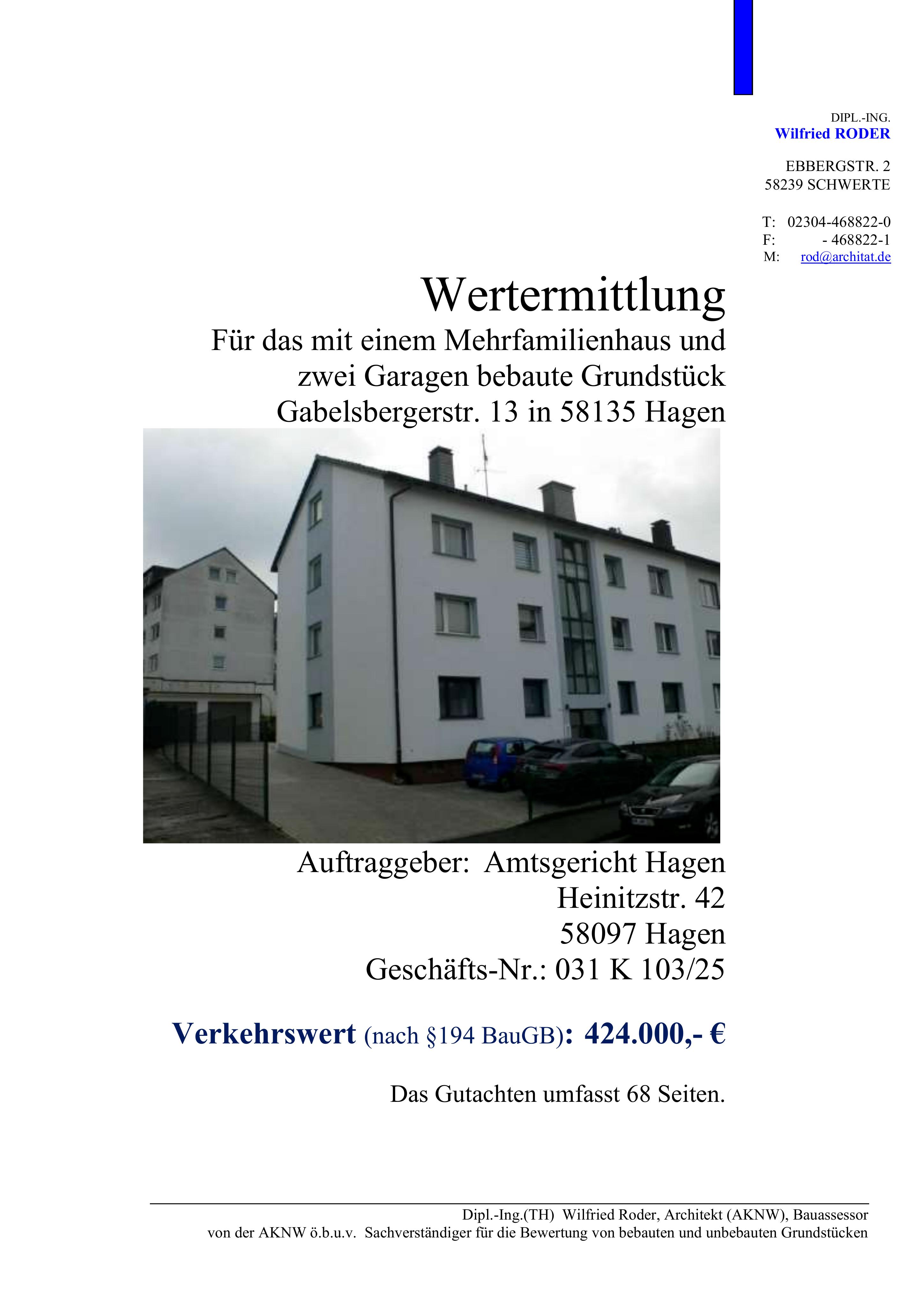 Textseite — Garage in Hagen