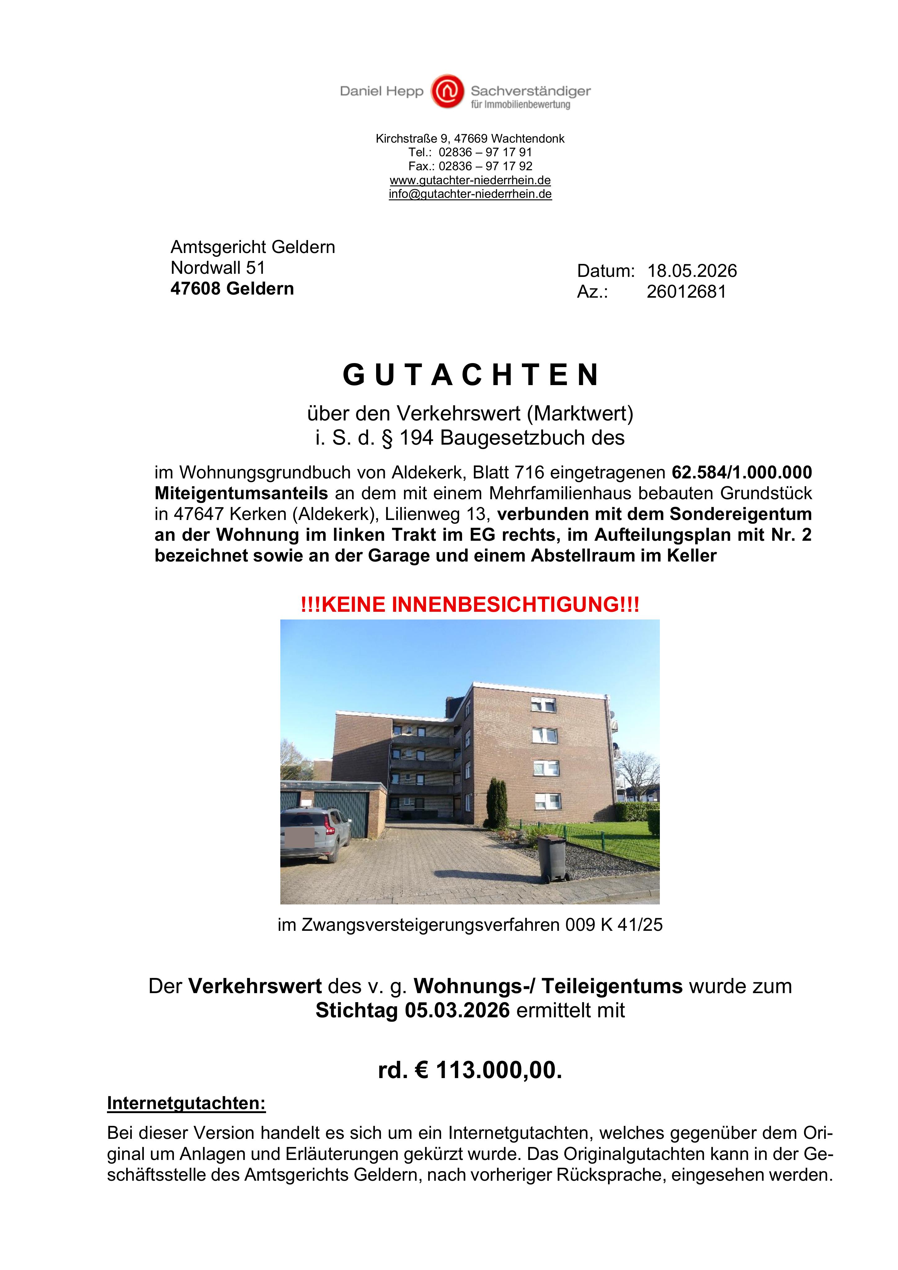 Textseite — Eigentumswohnung in Kerken