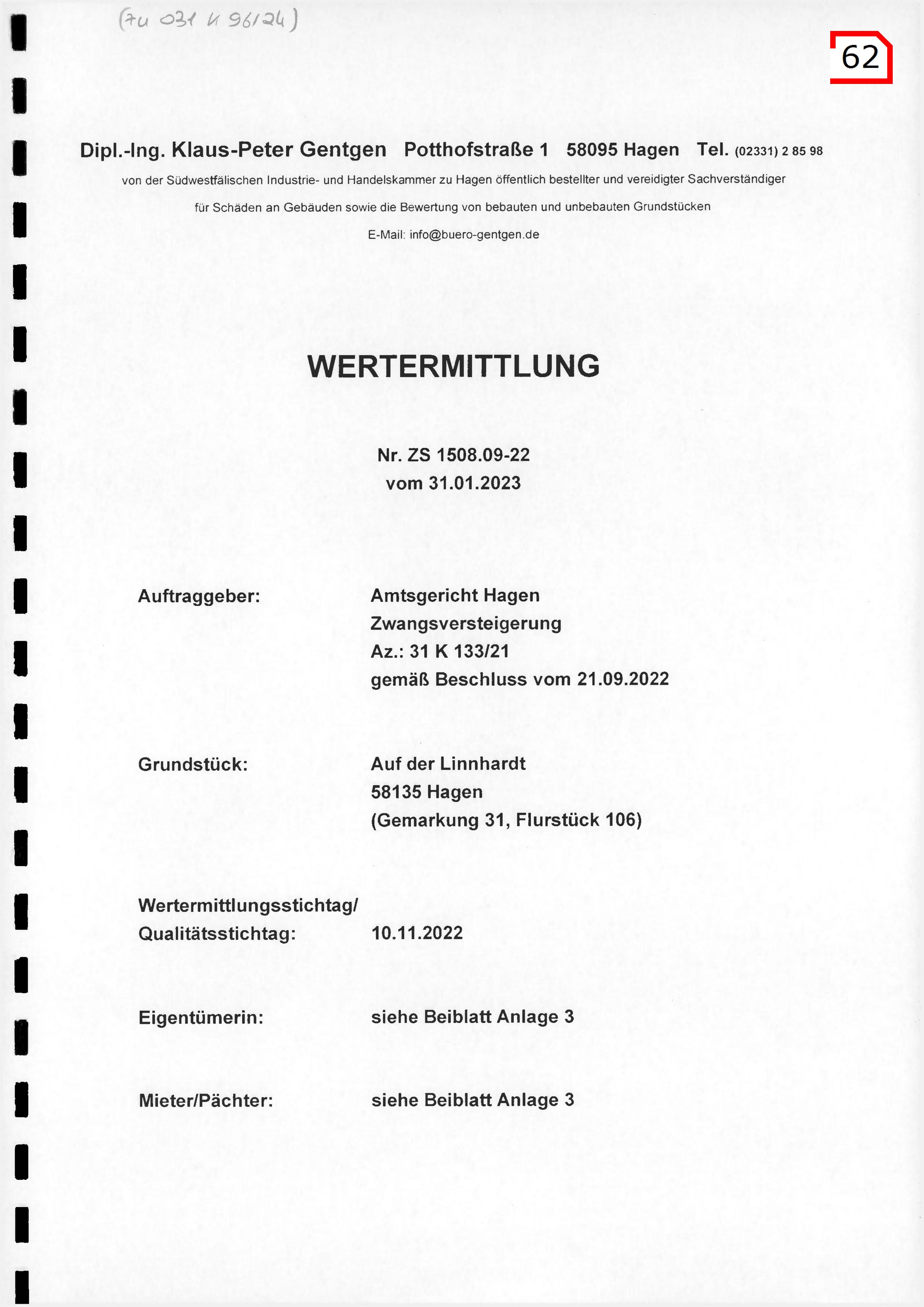 Textseite — Unbebautes Grundstück in Hagen