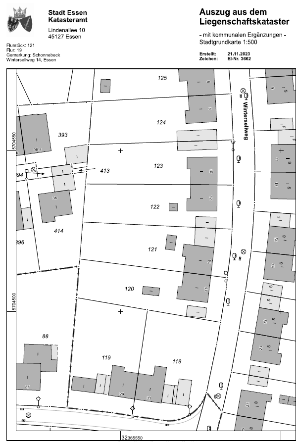 Flurkarte — Doppelhaushälfte in Essen, 45309