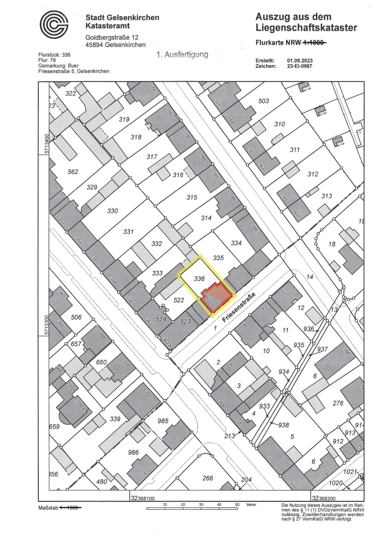 Flurkarte — Eigentumswohnung in Gelsenkirchen Lage Stadtteil Erle, 45891
