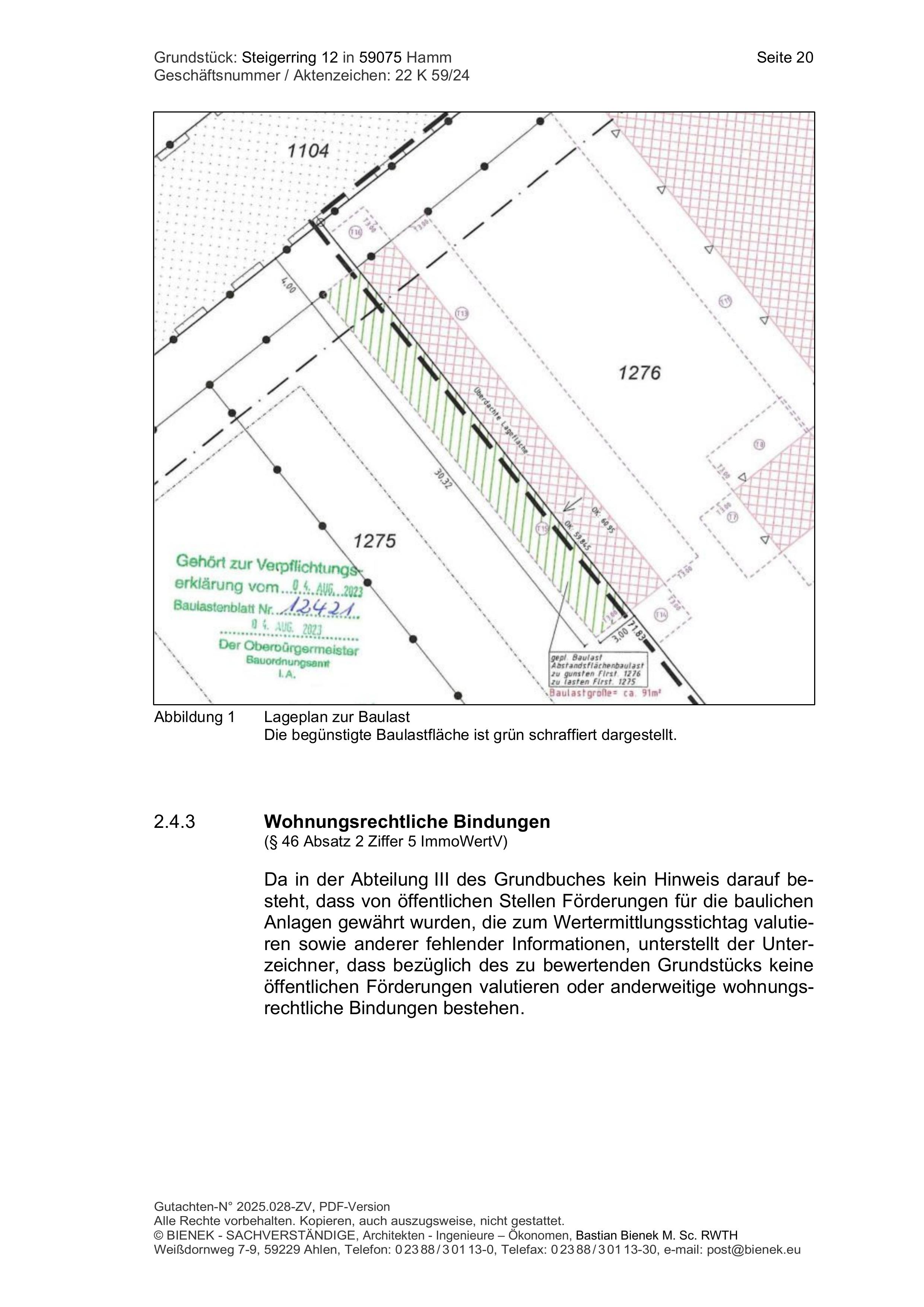 Lageplan — Unbebautes Grundstück Steigerring 12, Hamm