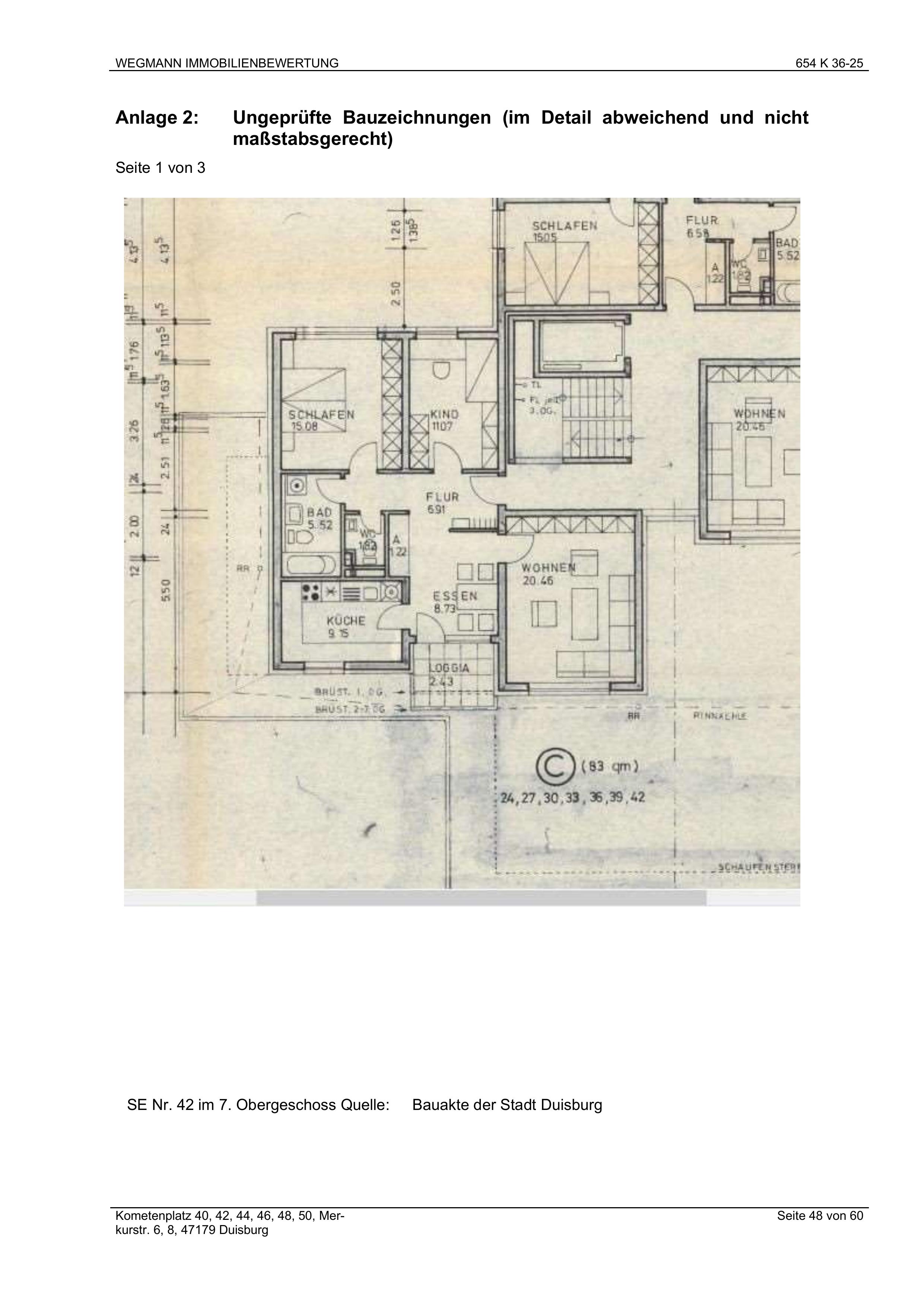 Grundriss — Eigentumswohnung Kometenplatz 40, 42, 44, 46, 48, 50, Duisburg