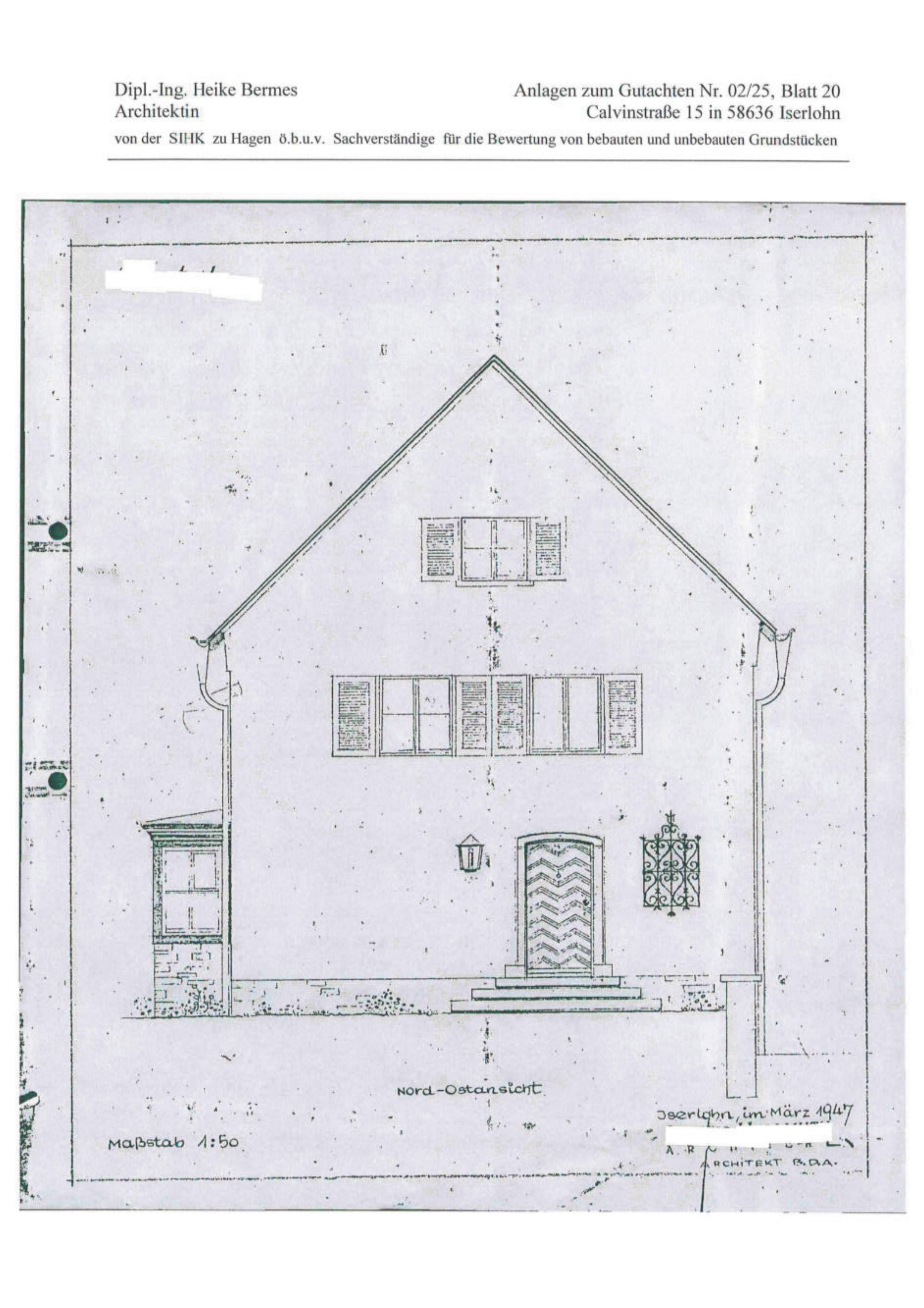 Ansichtszeichnung — Mehrfamilienhaus bebaut Calvinstraße 15, Iserlohn