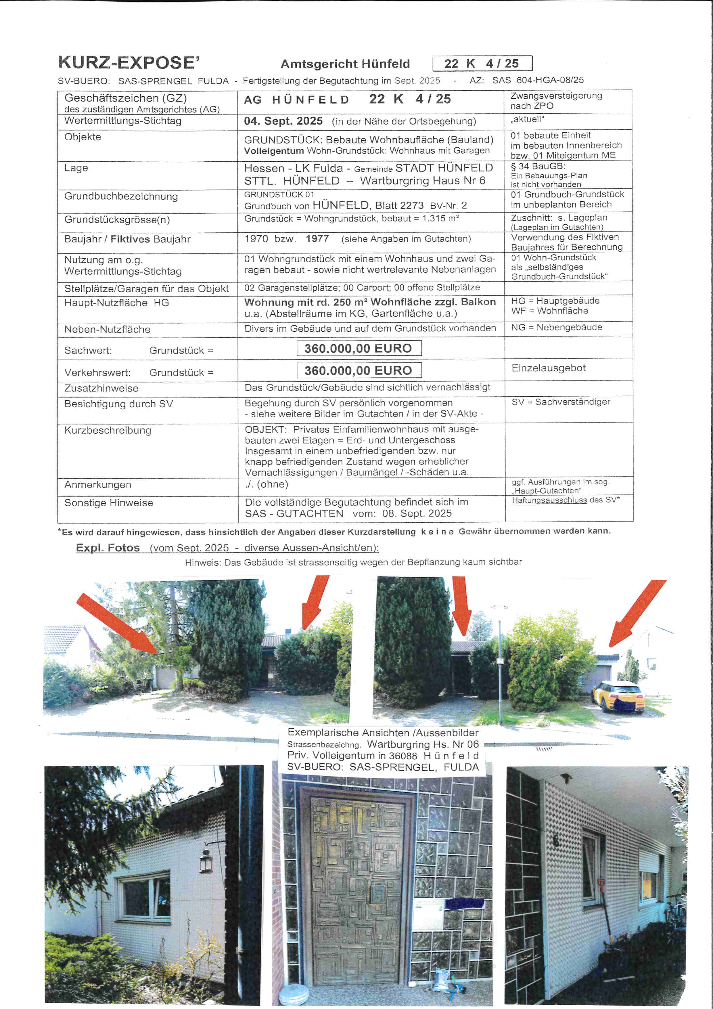 Außenansicht vorne — Einfamilienhaus in Hünfeld, Wartburgring 6