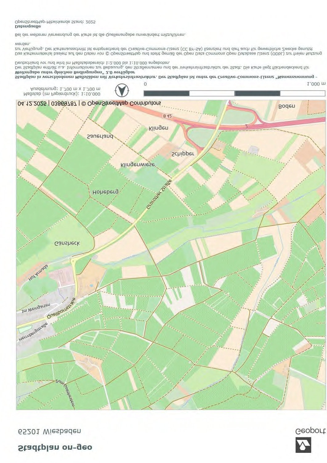 Flurkarte — Land- und forstwirtschaftlich genutztes Grundstück in Wiesbaden, 65201