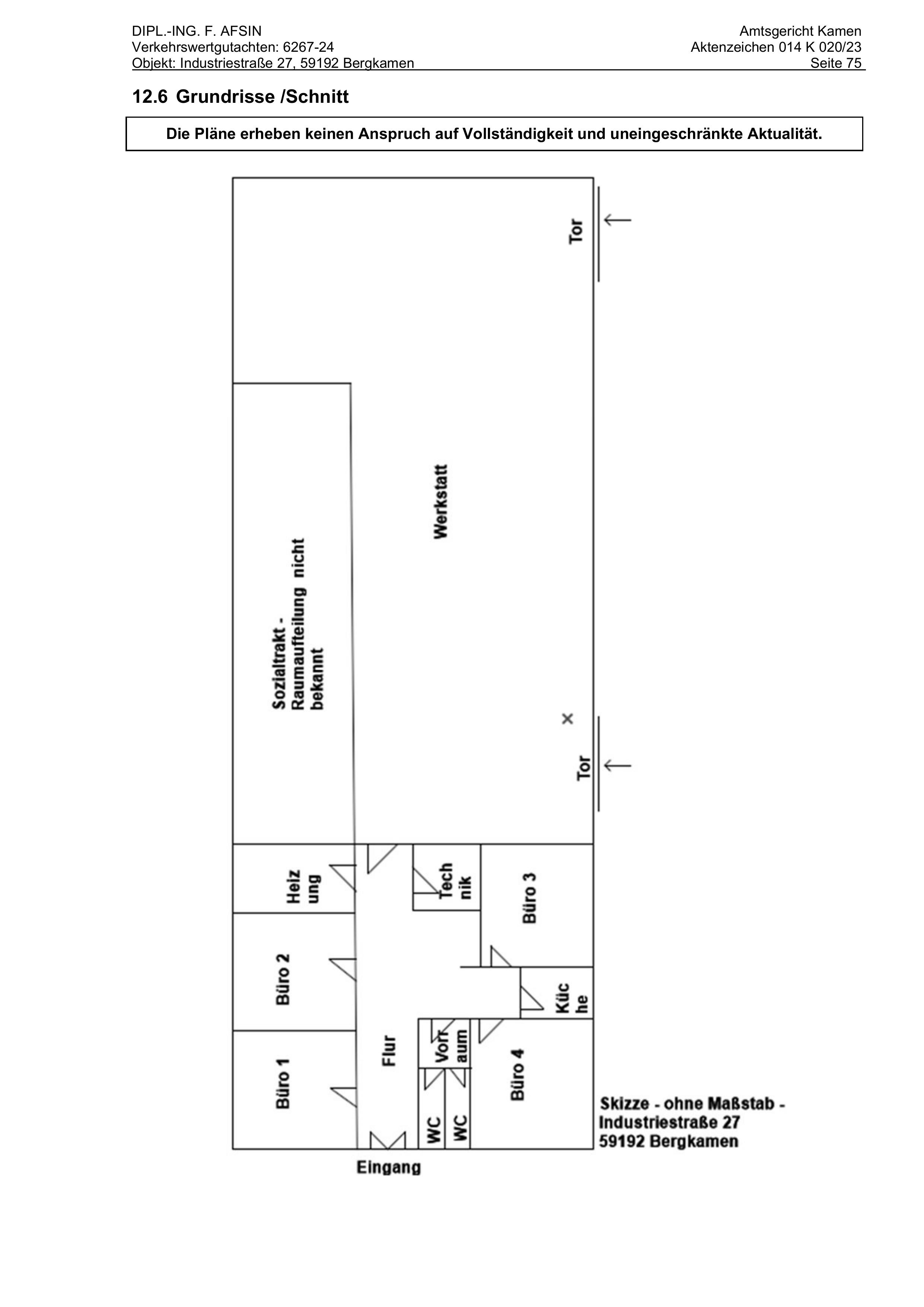 Grundriss — Gewerbeeinheit (z.B. Laden, Büro) Industriestraße 27, Bergkamen