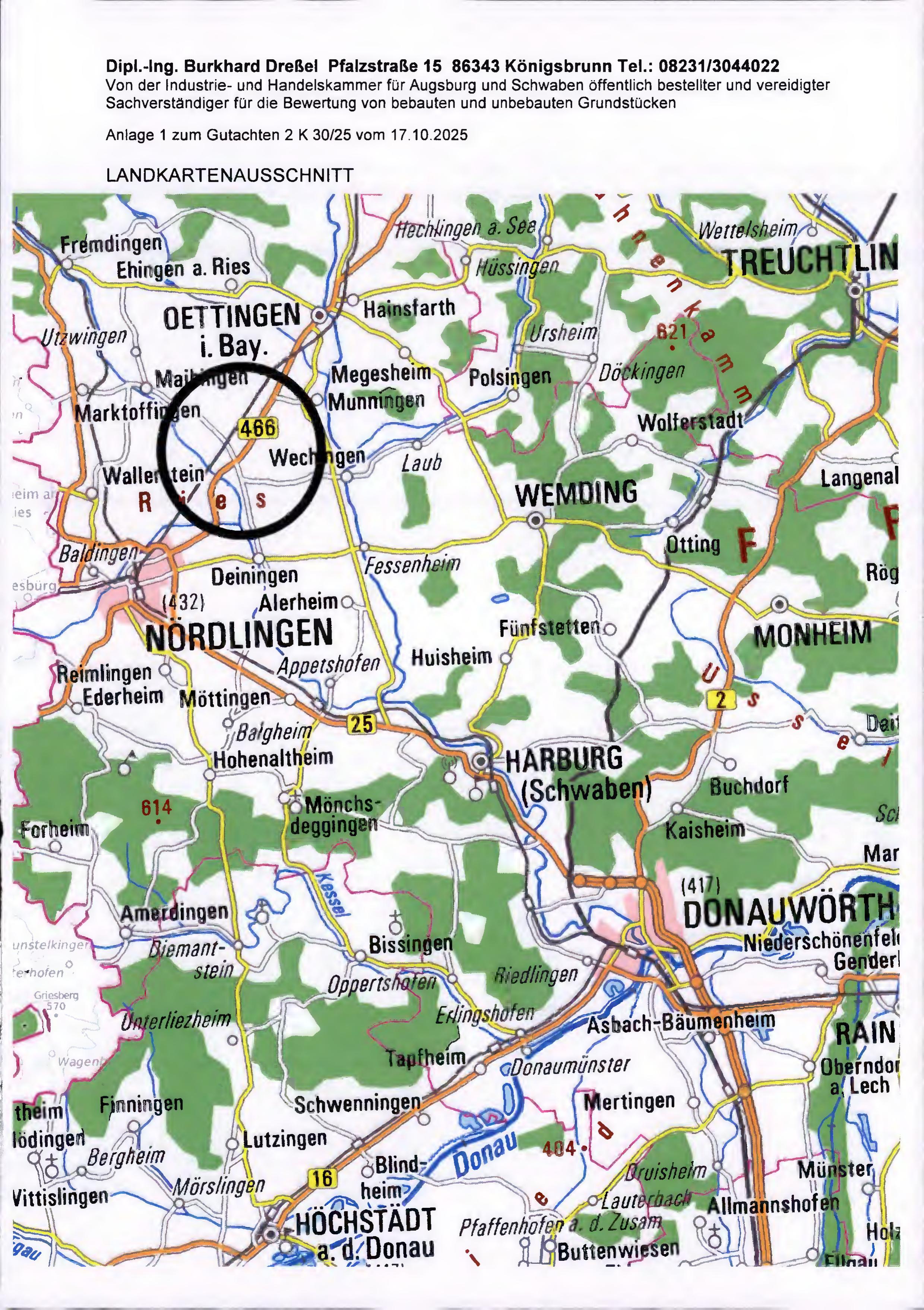 Lagekarte — Unbebautes Grundstück in Nördlingen, 86720