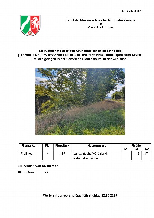 Textseite — Land- und forstwirtschaftlich genutztes Grundstück in Blankenheim