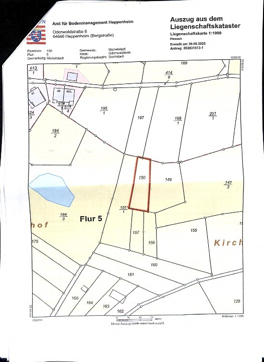 Flurkarte — Land- und forstwirtschaftlich genutztes Grundstück in Heppenheim, 64646