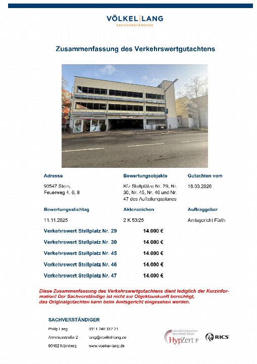 Textseite — Kfz-Stellplatz (Tiefgarage) in Stein