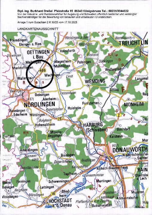 Lagekarte — Unbebautes Grundstück in Nördlingen, 86720