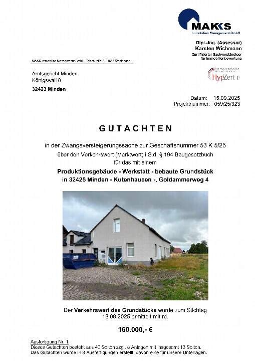 Textseite — Gewerbeeinheit (z.B. Laden, Büro) in Minden - Kutenhausen -