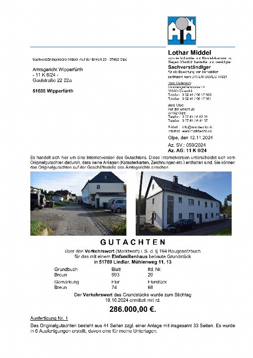 Textseite — Einfamilienhaus in Lindlar