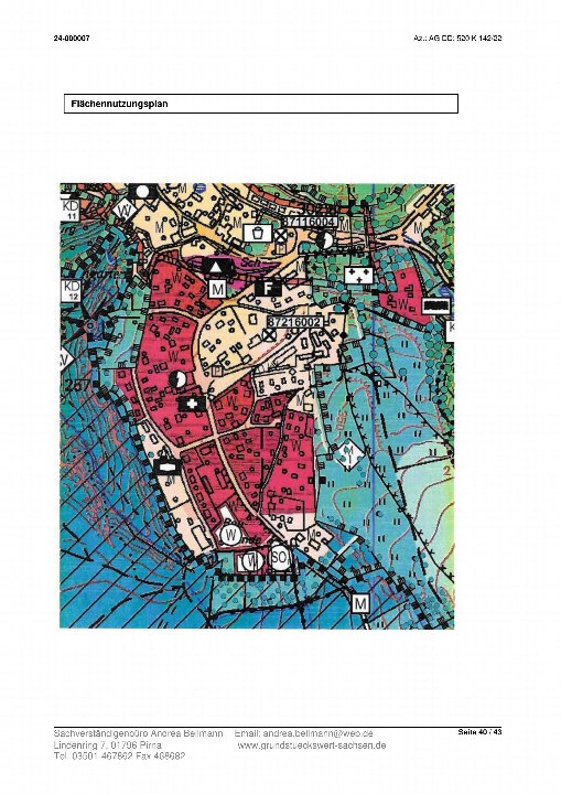 Flächennutzungsplan für Hohnstein, 01848, mit Kennzeichnung der Bebauungszone und Grundstück 87216002, in dem die Breitscheidstr. 9 liegt. Doppelhaushälfte im bebauten Gebiet