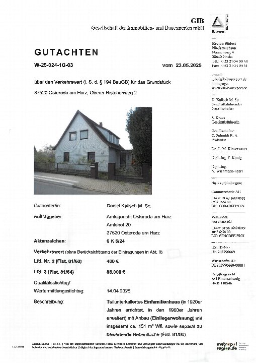Textseite — Einfamilienhaus in Osterode am Harz