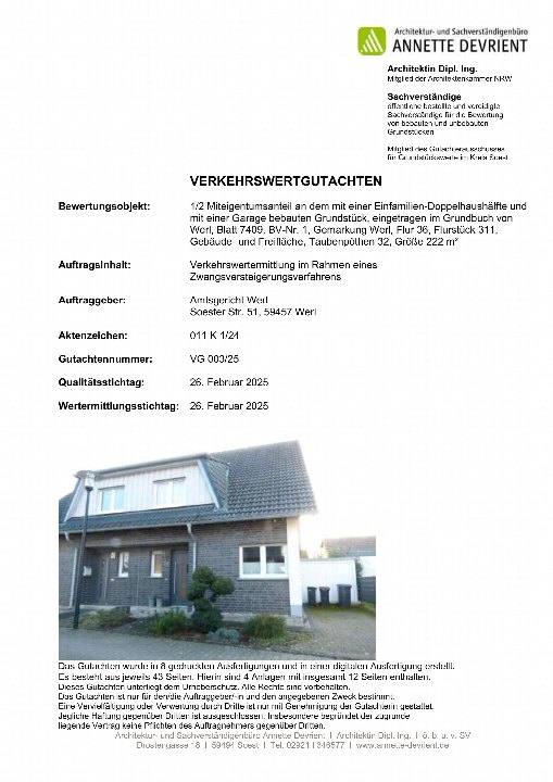 Textseite — Doppelhaushälfte in Werl