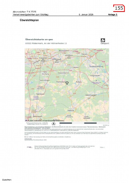 Übersichtskarte von on-geo mit Standortmarkierung für 63322 Rödermark, An der Hühnerhecke 11. Karte zeigt Umgebung mit Straßen, Städten und Verkehrsinfrastruktur
