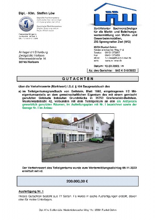 Textseite — Garage in Greifenstein - Beilstein