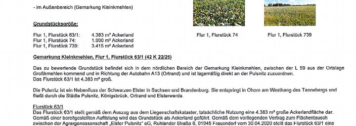 Textseite — Land- und forstwirtschaftlich genutztes Grundstück in Großkmehlen