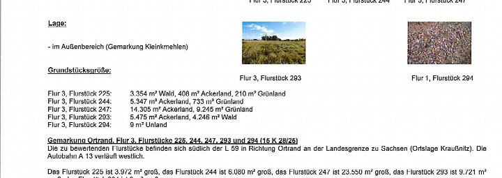 Textseite — Land- und forstwirtschaftlich genutztes Grundstück in Großkmehlen