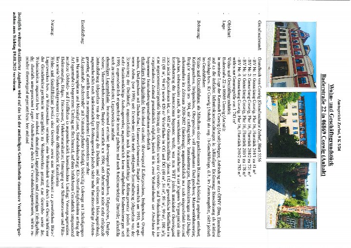 Textseite — Wohn-/Geschäftshaus in Coswig (Anhalt)