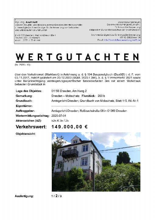 Textseite — Einfamilienhaus in Dresden