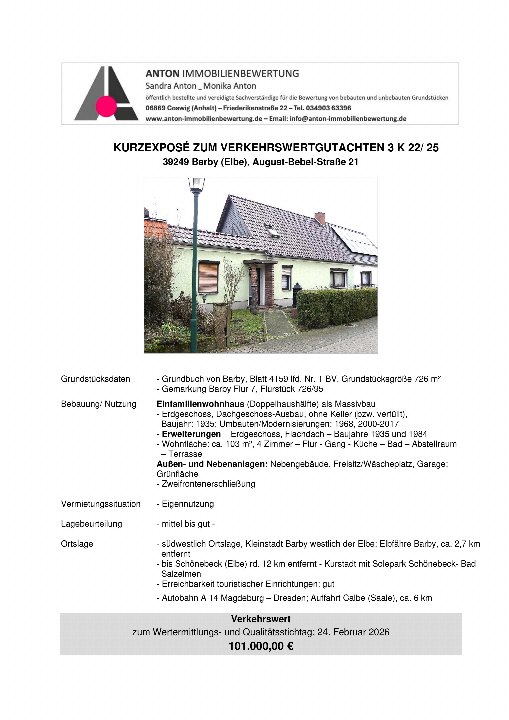 Textseite — Doppelhaushälfte in Barby