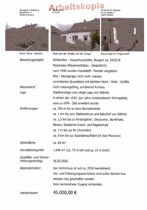 Textseite — Doppelhaushälfte in Gößnitz