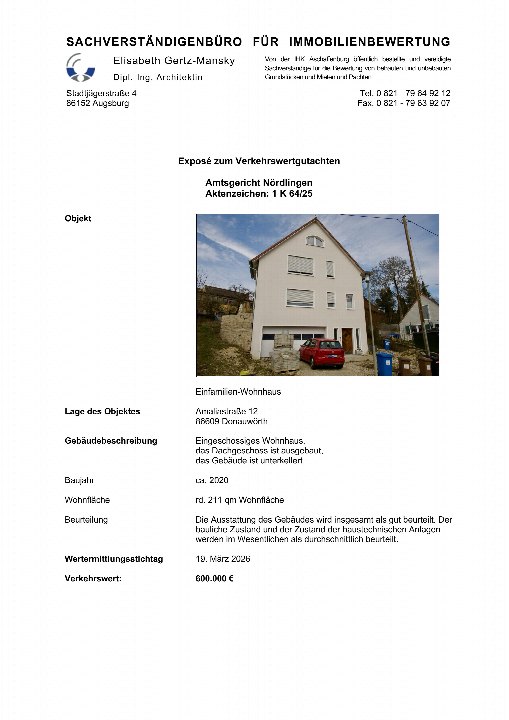Textseite — Einfamilienhaus in Donauwörth