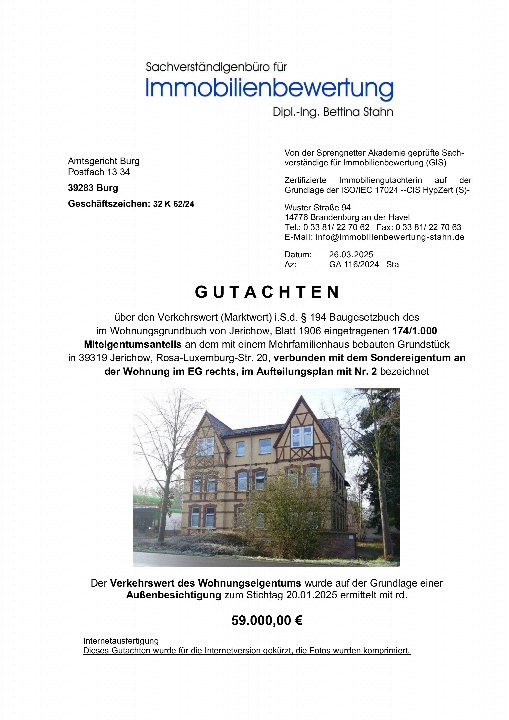 Textseite — Eigentumswohnung in Jerichow