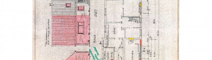 Grundriss eines Einfamilienhauses mit Küche, WC, Treppenhaus und Maßangaben, Standort Trittau, Steinkamp 10