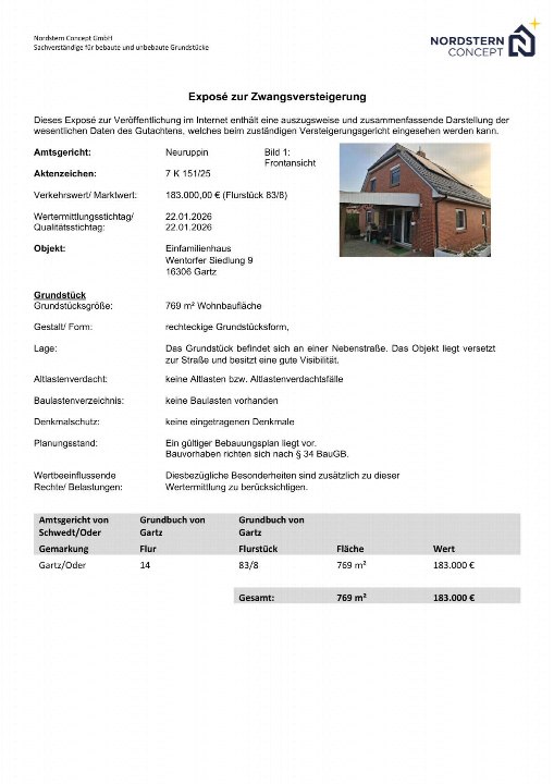 Textseite — Einfamilienhaus in Gartz/Oder